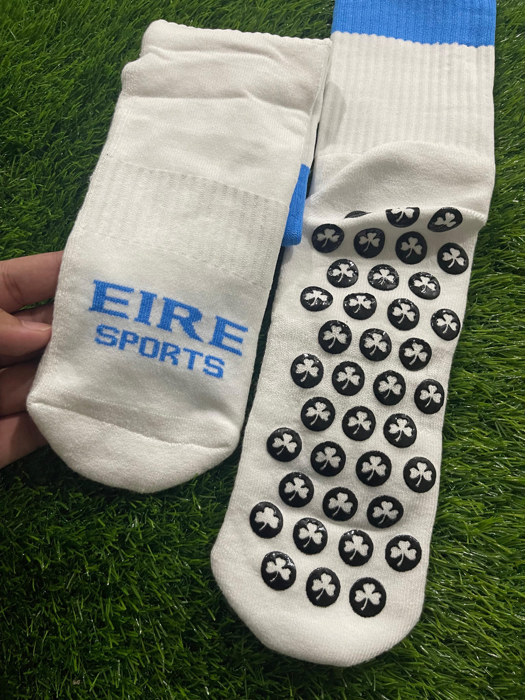 Light Blue & White Elite Grip Socks