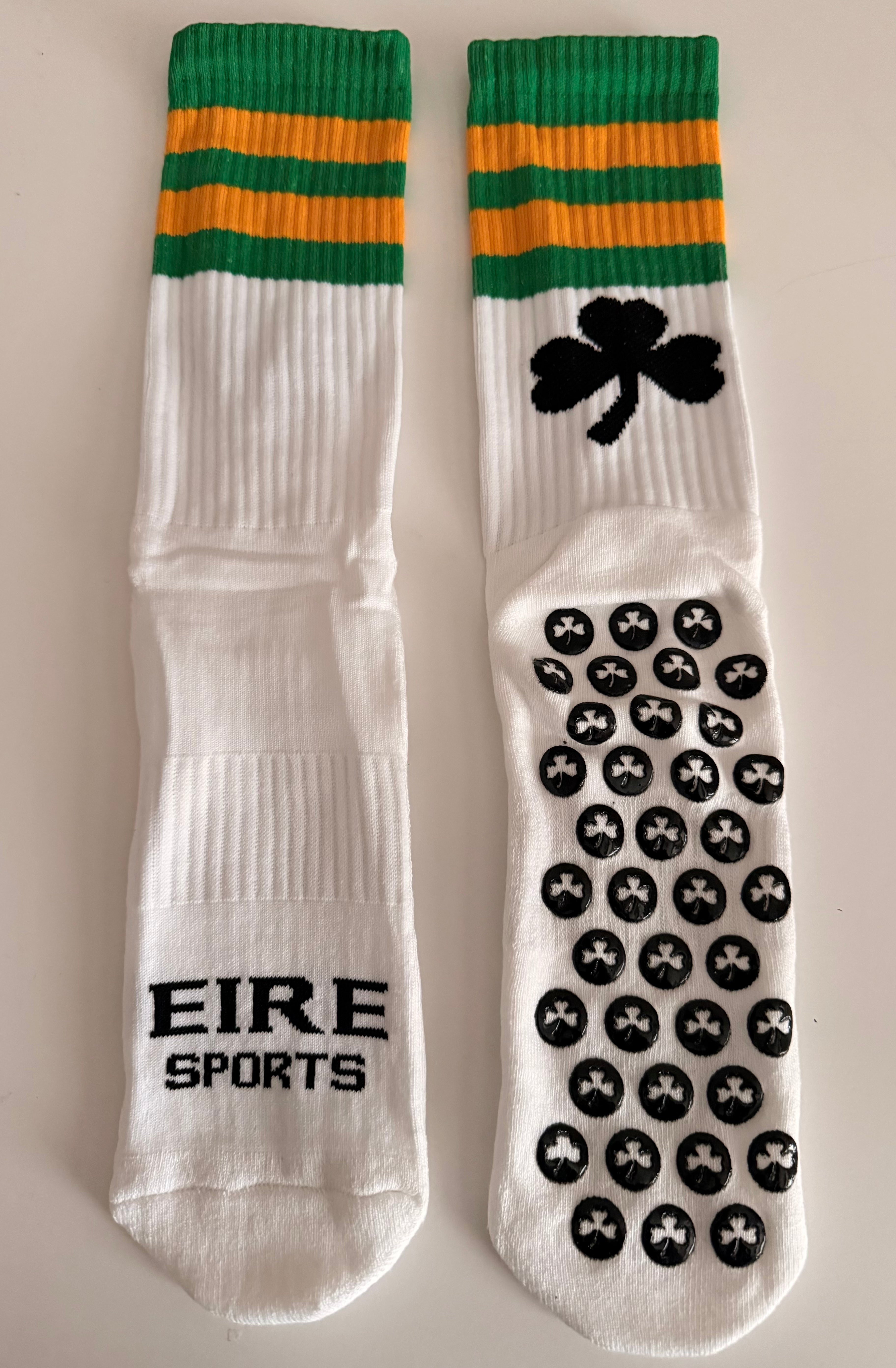 Green & Amber Elite Grip Socks Striped