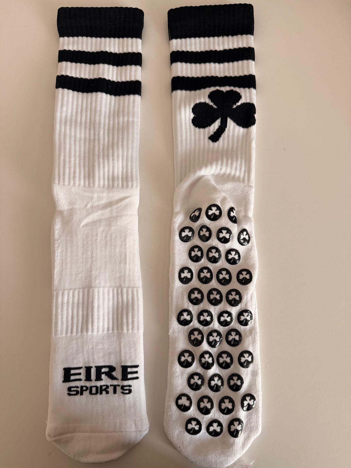 Black & White Striped Eire Grip Socks