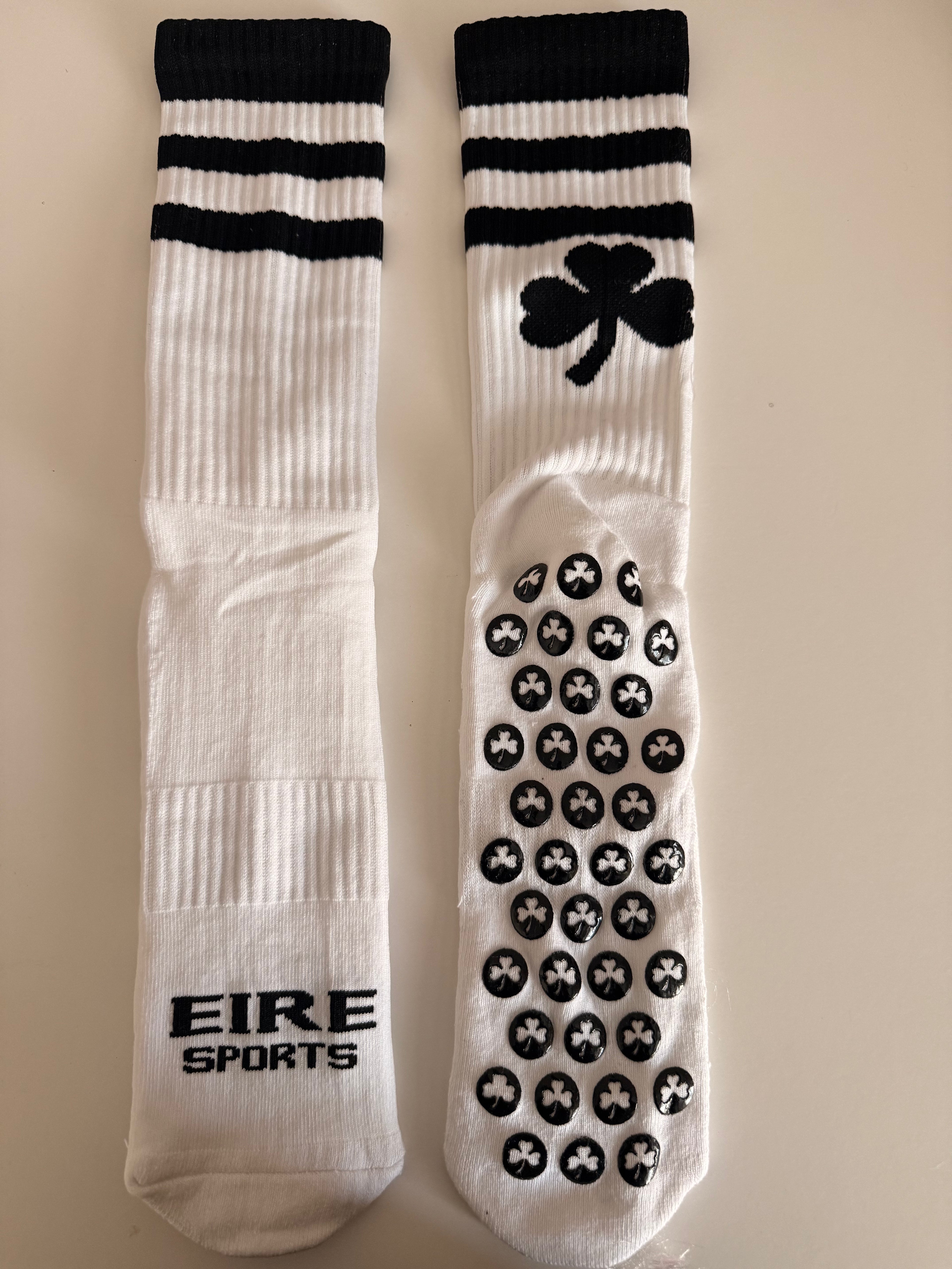 Black & White Striped Eire Grip Socks